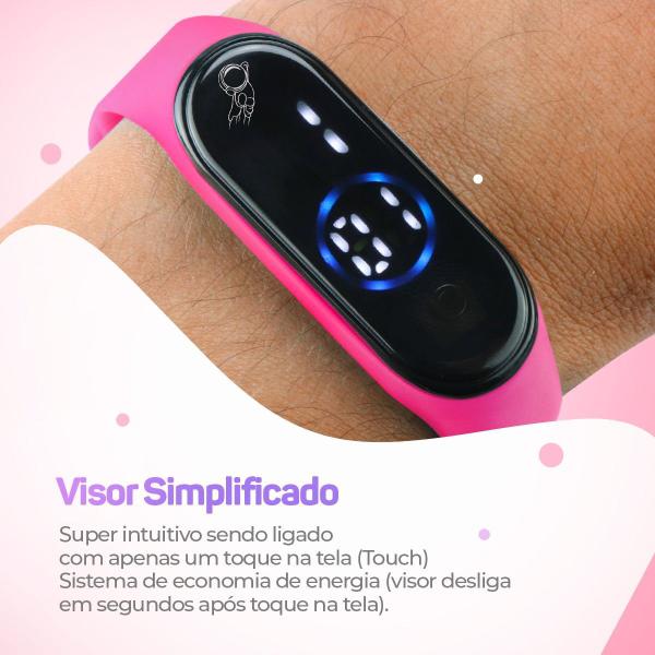 Imagem de Ajustavel digital relogio infantil prova dagua bracelete rosa menina data qualidade premium original