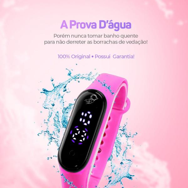 Imagem de Ajustavel digital relogio infantil prova dagua bracelete rosa menina data qualidade premium original