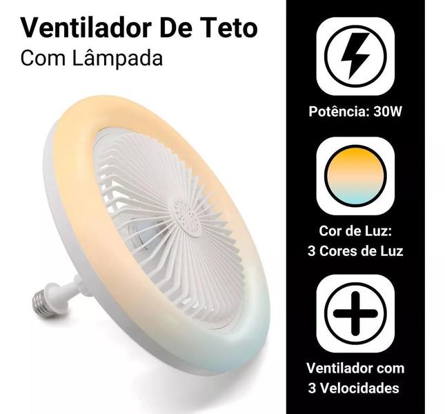 Imagem de Ajuste Bivolt: Lâmpada Ventilador Teto Led Ajustável E27