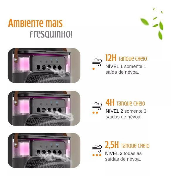 Imagem de Ajuste Personalizado com o Mini Ar Condicionado Ventilador Portátil Reservatório de Água