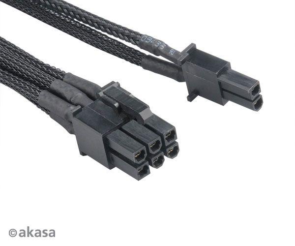 Imagem de Akasa FLEXA V8  Cabo extensor de alimentação VGA  Cabo PCIe de 8 pinos 6 + 2 pinos  40cm  Cabo PSU  AK-CBPW09-40BK