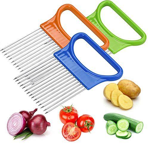 Imagem de AKOAK 1 Pacote De Cozinha Gadget Fatia de Tomate Cebola Vegetal Segurança Vegetal Garfo Tender Meat Needle Ferramenta de corte vegetal Utensílios criativos da cozinha (laranja)