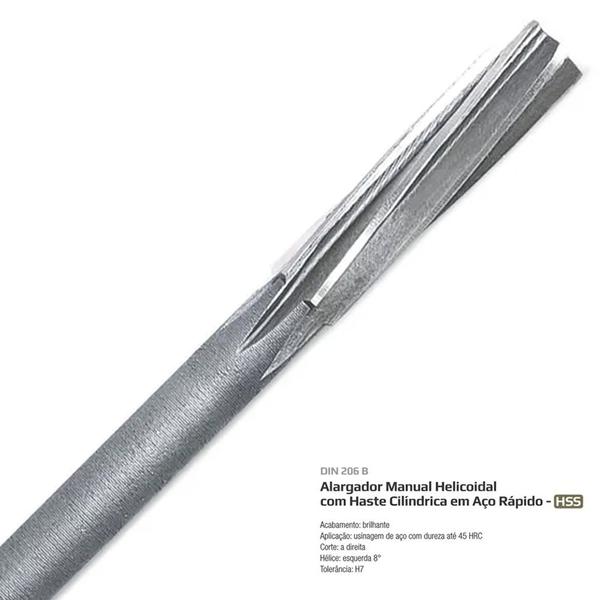 Imagem de Alargador Fixo Manual Helicoidal HSS Med. 10,0mm - DIN 206 B