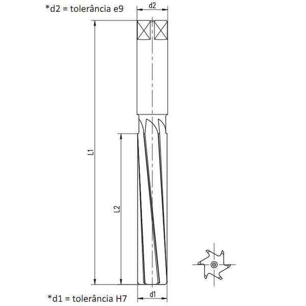 Imagem de Alargador Manual - Med. 8,5mm - Dente Helicoidal, Haste Cilíndrica, Corte à Direita, Tolerância H7, DIN 206 B - Aço HSS (M2) - Cód. 5102 - INDAÇO