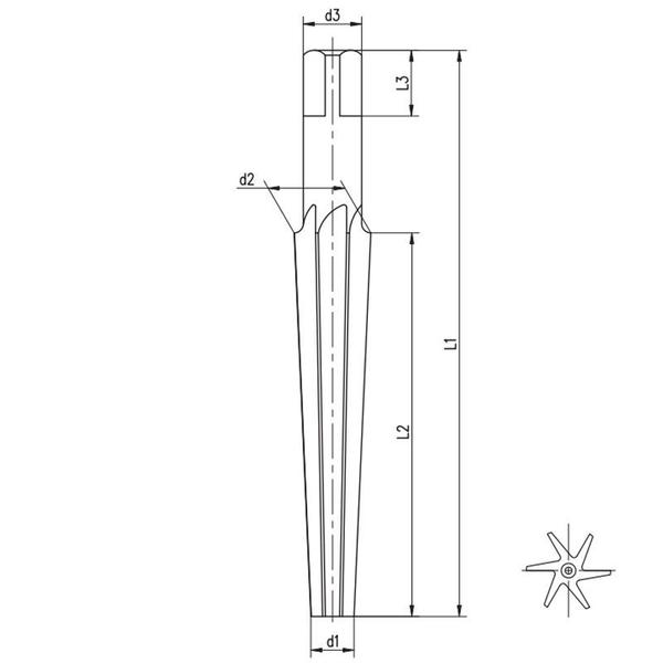 Imagem de Alargador Manual Para Cones 1:10 - Med. 15 mm x 35 mm -  Arraste Quadrado, Dente Reto, Haste Cilíndrica, Corte à Direita - Aço HSS (M2) - Cód. 5601 - 