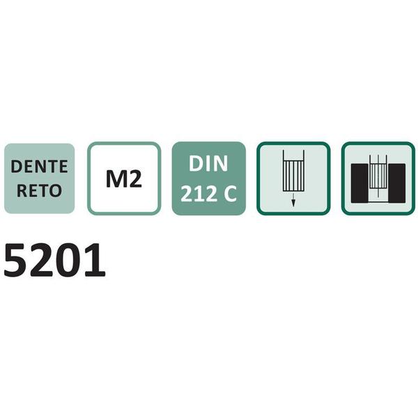 Imagem de Alargador Máquina Dente Reto - Med. 8,0mm - Haste Cilíndrica, Corte à Direita, Tolerância H7,  DIN 212 C - Aço HSS (M2) - Cód. 5201 - INDAÇO