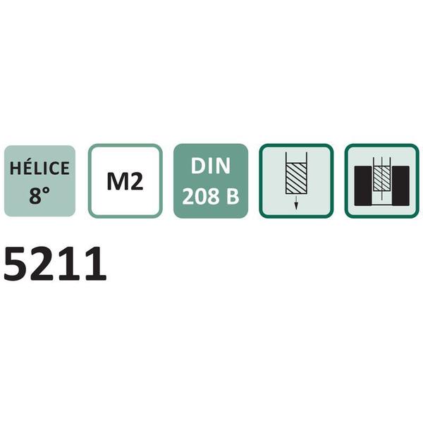 Imagem de Alargador Máquina - Med. 10 mm - Haste Cone Morse, Dente Helicoidal, Corte à Direita, Tolerância H7,  DIN 208 B - Aço Rápido HSS (M2) - Cód. 5211 - IN