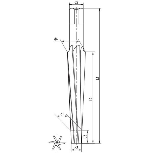 Imagem de Alargador Para Pinos - Med. 9 mm - Dente Helicoidal, Conicidade 1:50, Haste Cilíndrica, Corte à Direita, DIN 9 B - Aço Rápido HSS (M2) - Cód. 5502 - I