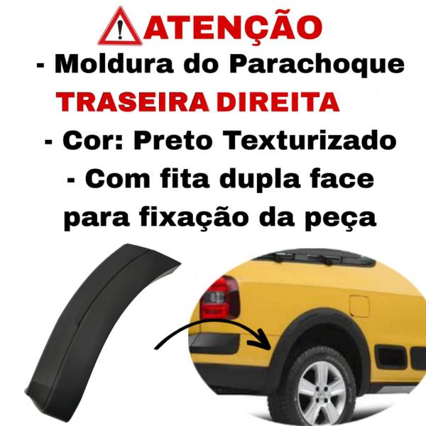 Imagem de Alargador Parachoque Traseiro Volkswagen Saveiro Cross G5 2010 2011 2012 2013 Lado Direito