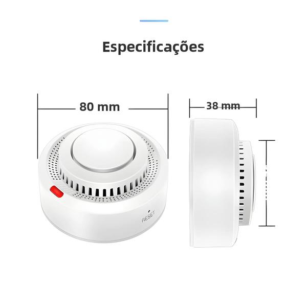 Imagem de Alarme de Fumaça WiFi com Detector de Incêndio Tuya - Sistema de Proteção Contra Incêndio