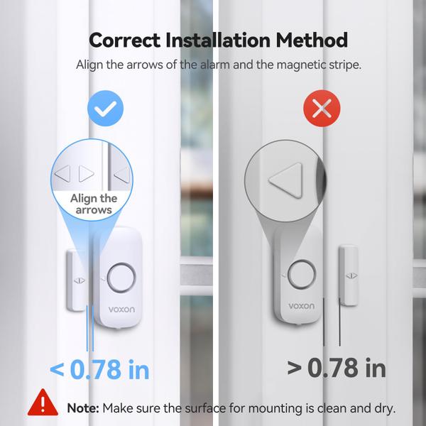 Imagem de Alarme de porta e janela VOXON Wireless para crianças, pacote de segurança com 4