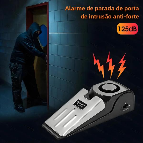 Imagem de Alarme de Porta Sem Fio 125dB - Sistema de Segurança Portátil Anti-Roubo