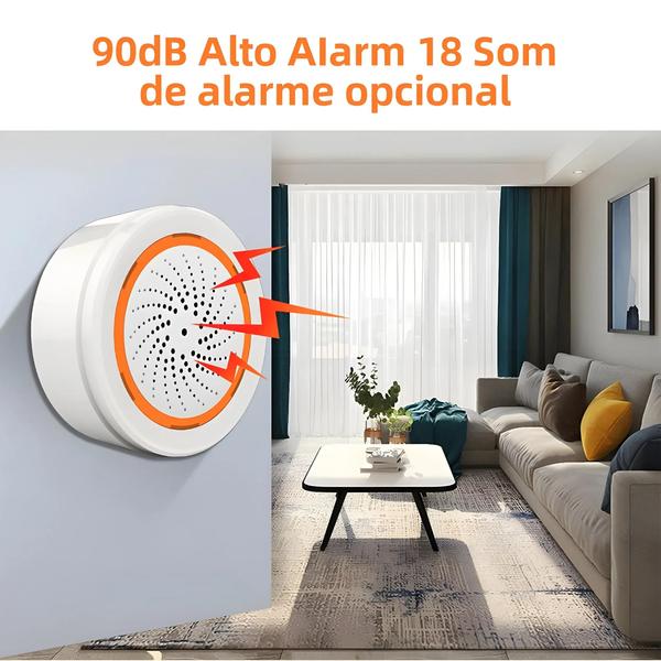 Imagem de Alarme de Sirene Inteligente Zigbee Coolcam - Compatível com Tuya e Sistemas de Segurança Doméstica