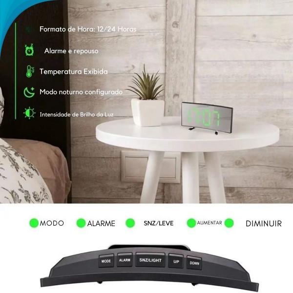 Alarme Digital Led Colorido com Mudança de Cores e Luz Noturna para Cabeceira e Quarto Pronto para Uso - BlackWatch Imagem de Alarme Digital Led Colorido com Mudança de Cores e Luz Noturna para Cabeceira e Quarto Pronto para Uso