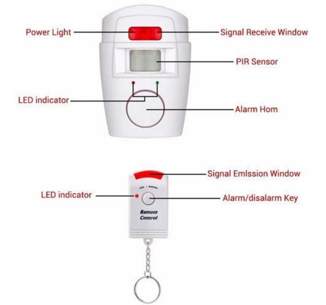 Imagem de Alarme Sem Fio 2 Controles Sirene Sensor Presença Movimento