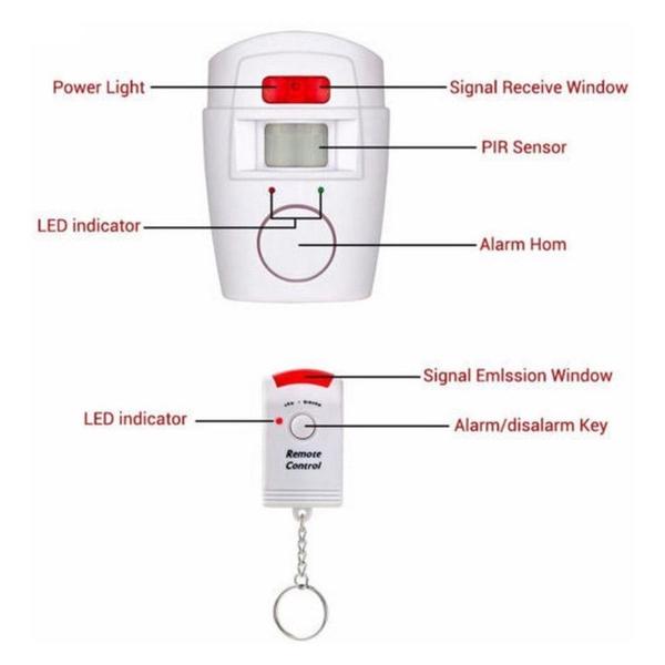 Imagem de Alarme Sem Fio Residencial Sensor Sirene Com 2 Controles