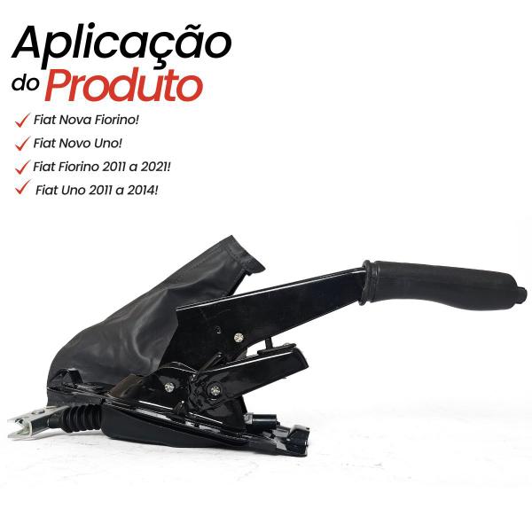 Imagem de Alavanca Freio de Mão com Coifa Fiat Novo Uno e Fiorino 2011 2012 2013 2014 2015 2016 2017 2018 Preto