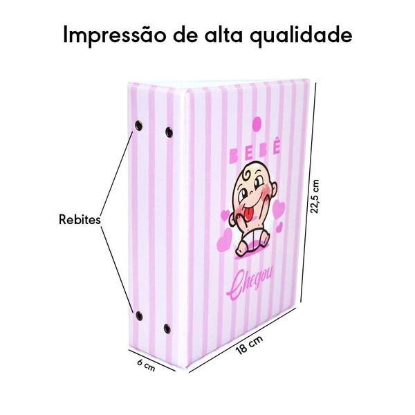 Imagem de Álbum de 500 fotos 10x15 Chegou Bebê Rosa + ADESIVO