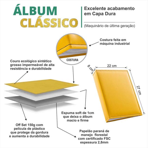 Imagem de Álbum De 500 Fotos 10X15 Couro Amarelo Sol Com Espuma E Cost