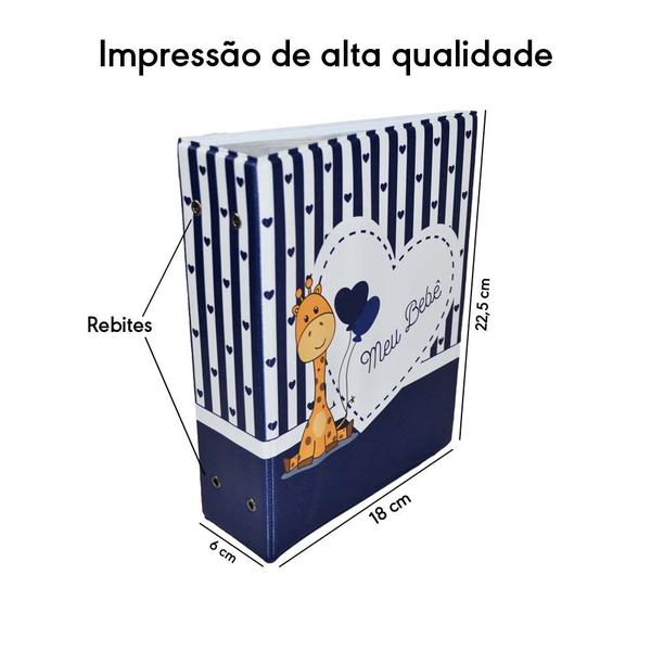 Imagem de Álbum de 500 fotos 10x15 Meu Bebê Girafa Azul + ADESIVO