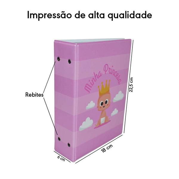 Imagem de Álbum de 500 fotos 10x15 Minha princesa Bebê Rosa + ADESIVO