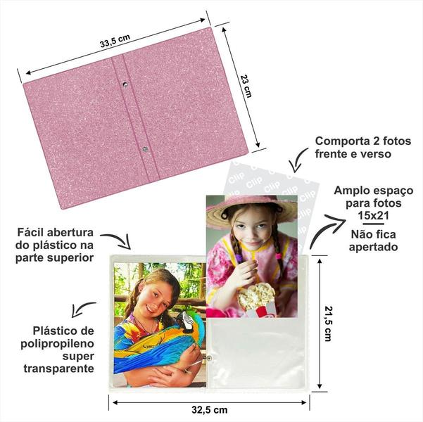 Imagem de Album De Fotos 15X21/60 Glitter Pink Glamour Menina Princesa