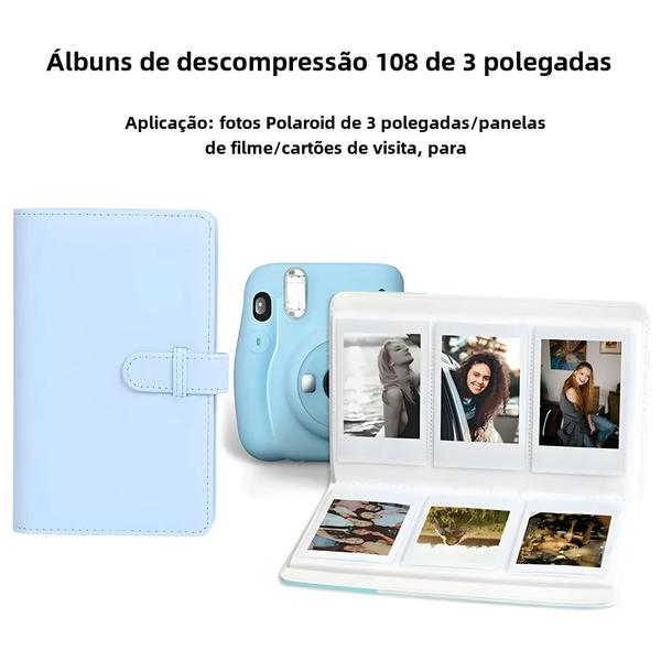 Imagem de Álbum de Fotos de Couro PU 3 Polegadas - 108 Bolsos para Fujifilm Instax