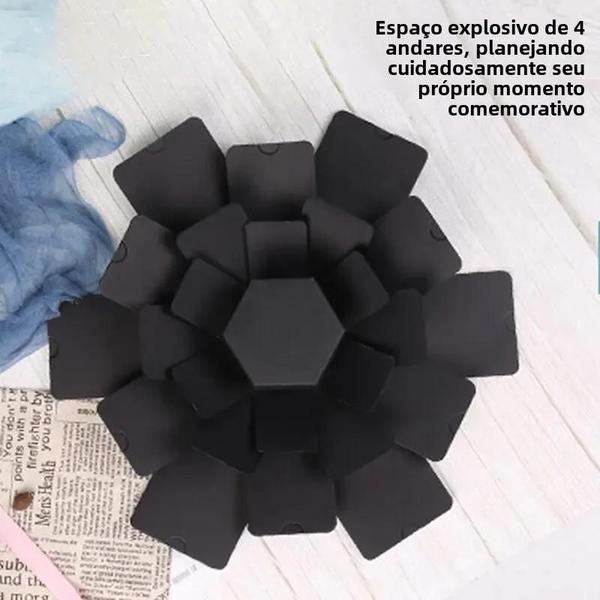 Imagem de Álbum de Fotos DIY Preto - Caixa de Memória Dobrável para Aniversário