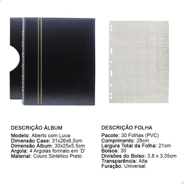 Imagem de Álbum de Luxo Preto 20 Folhas para 600 Moedas 3BZN P