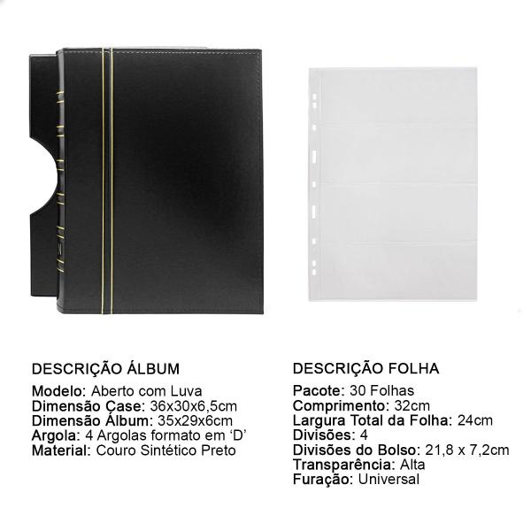 Imagem de Álbum de Luxo Preto 30 Folhas para 120 Cédulas 3BZN G