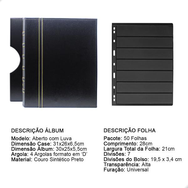 Imagem de Álbum de Luxo Preto 50 Folhas para 700 Selos 3BZN P