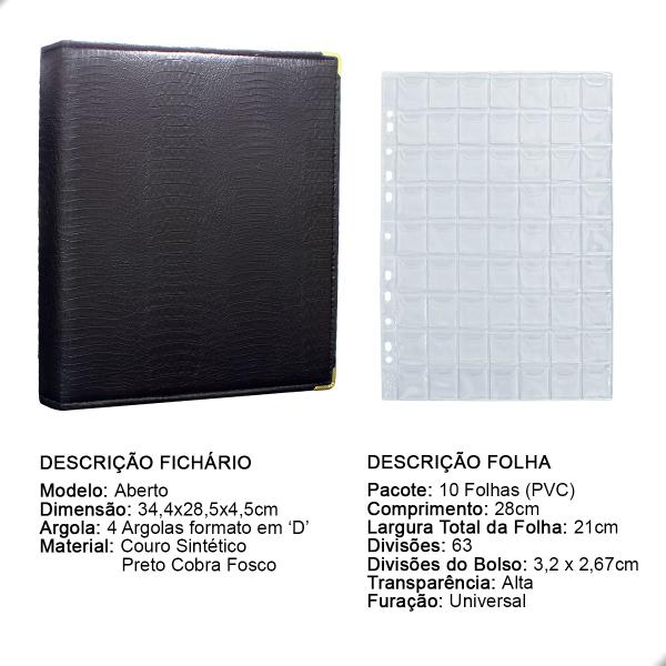 Imagem de Álbum Fichário 10 Folhas 630 Moedas 32x24 Cobra Fosco GF