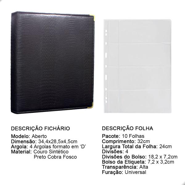 Imagem de Álbum Fichário 10 Folhas Cédulas 4 Espaços Aba 32x24 Cobra Fosco GF