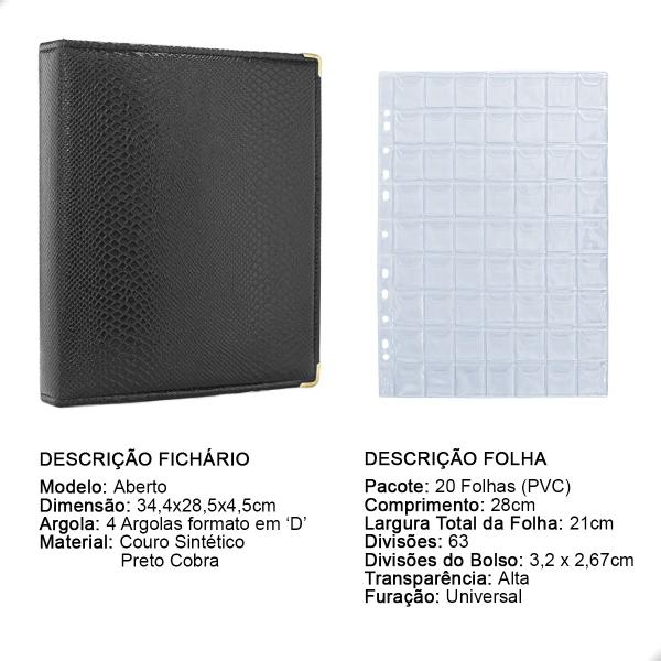 Imagem de Álbum Fichário 20 Folhas 1260 Moedas 32x24 Cobra GF