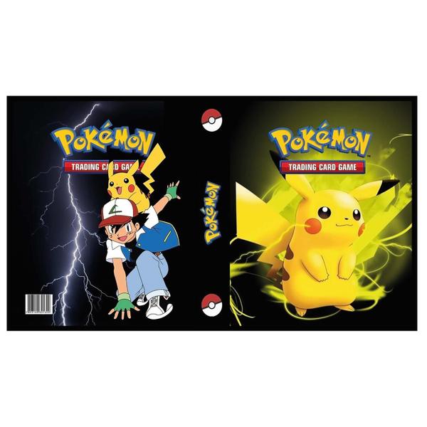 Imagem de Álbum Pasta Fichário Pokemon com 10 Folhas YES 9 Bolsos Pikachu Raio de Trovão Capa Dura Reforçado