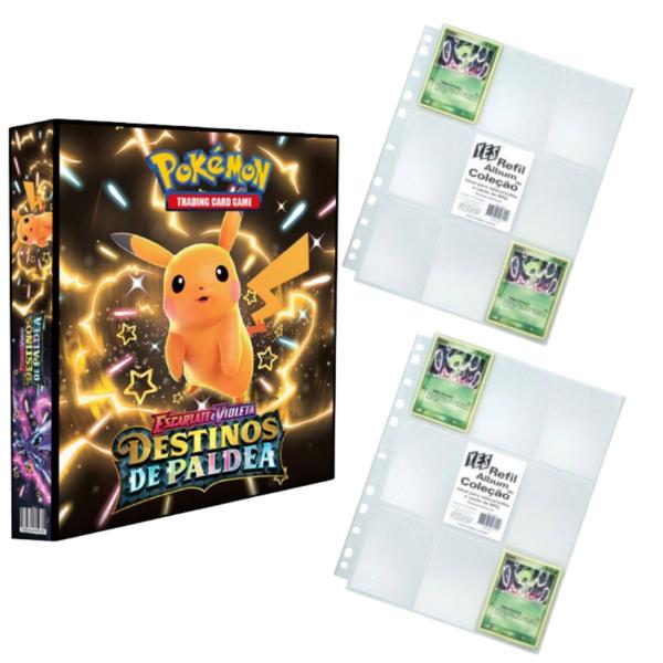 Imagem de Álbum Pasta Fichário Pokemon com 20 Folhas YES 9 Bolsos Escarlete e Violeta Destinos em Paldea Capa Dura Reforçado Cards