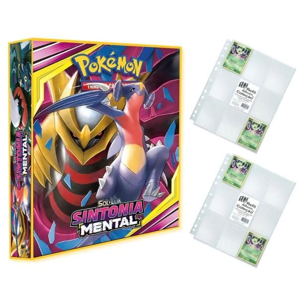 Imagem de Álbum Pasta Fichário Pokemon com 20 Folhas YES 9 Bolsos Sol e Lua Sintonia Mental Capa Dura Coleção