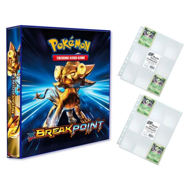 Imagem de Álbum Pasta Fichário Pokemon com 20 Folhas YES 9 Bolsos XY Break Point Azul Capa Dura Reforçado