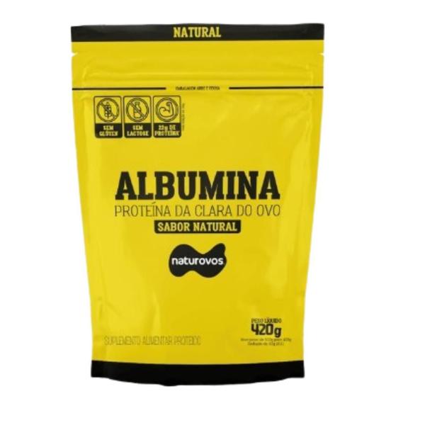 Imagem de Albumina Pura Natural e Sabores  420g - Naturovos  (80 % Proteína da Clara do Ovo Rica em BCAA)