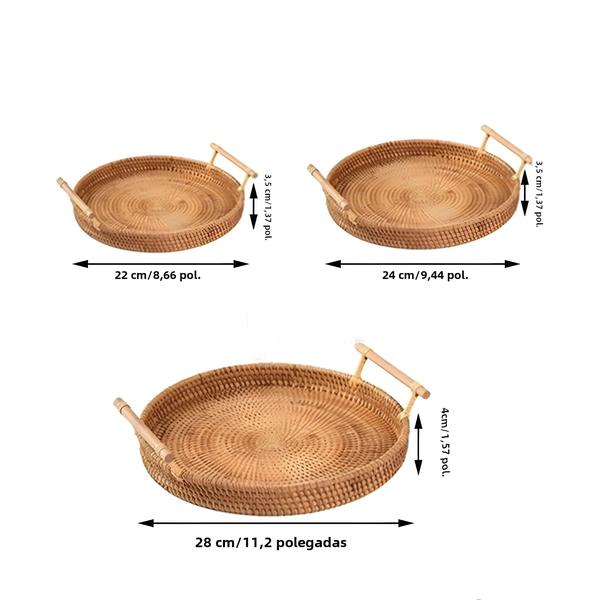 Imagem de Alça de Cesta de Armazenamento em Rattan - Para Piquenique, Frutas e Pães