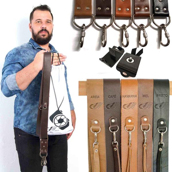 Alça Dupla Split Em Couro Legitimo Cameras Dslr Double Strap - Ded Cases Imagem de Alça Dupla Split Em Couro Legitimo Cameras Dslr Double Strap
