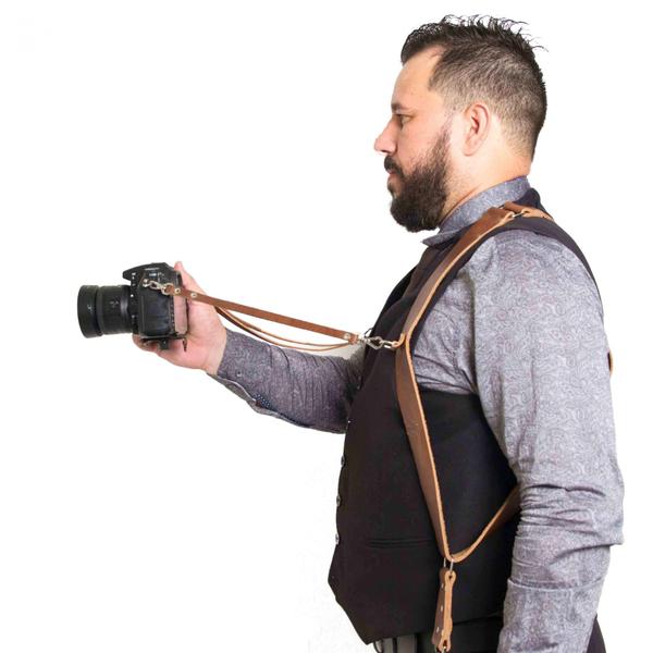 Imagem de Alça Dupla Split Em Couro Legitimo Cameras Dslr Double Strap