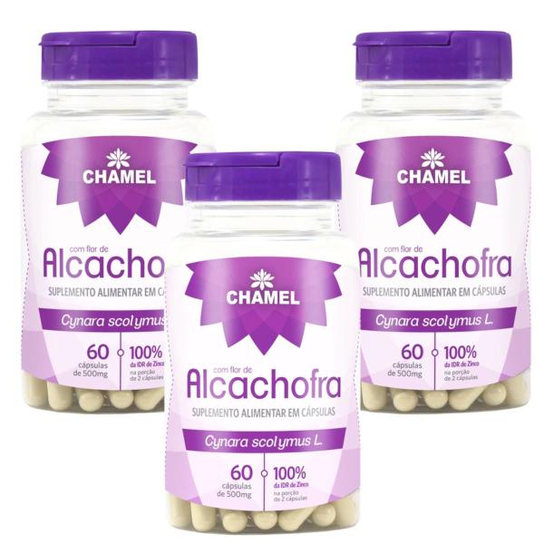 Imagem de Alcachofra  3 frascos com 60 Cápsulas de 500mg  Chamel