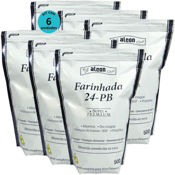 Imagem de Alcon Club Farinhada 24-PB 500g Super Premium Para Aves Ornamentais Kit Com 6