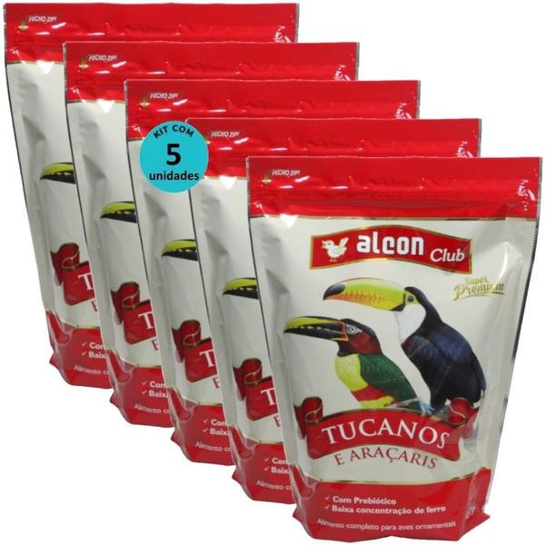 Imagem de Alcon club tucanos e araçaris 450g super premium kit com 5