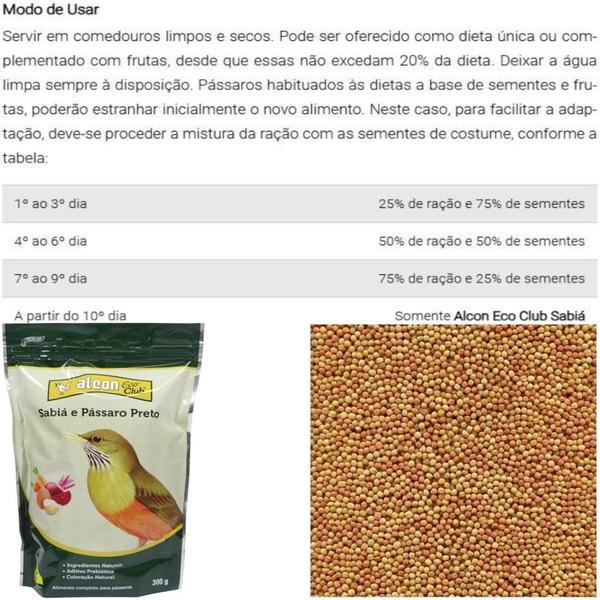 Imagem de Alcon eco club sabiá e pássaro preto 300g ração para pássaros