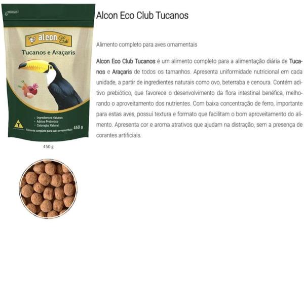 Imagem de Alcon eco club tucanos e araçaris 450g kit com 4 ração para aves