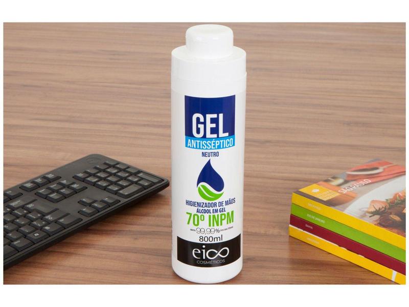 Imagem de Álcool em Gel 70% Antisséptico Neutro 800ml - Eico Cosméticos