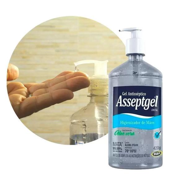 Imagem de Álcool Em Gel Antisséptico 420gr Asseptgel Kit 3