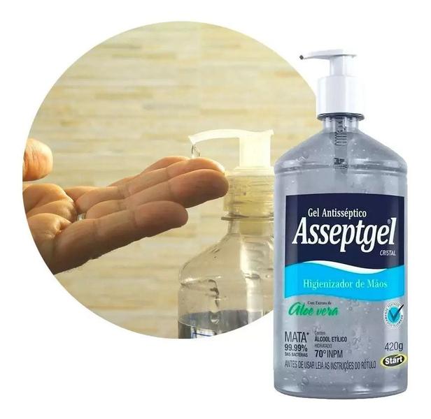 Imagem de Álcool Em Gel Antisséptico 420gr Asseptgel Kit 5